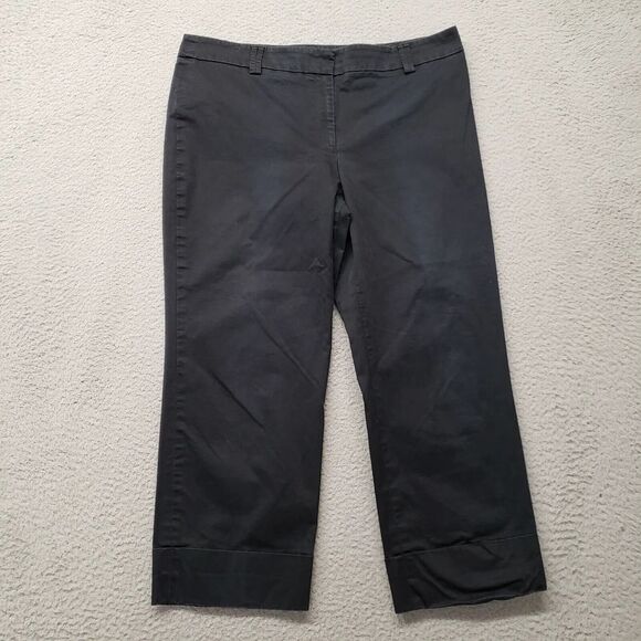 LOFT Pants Womens 14‎ Black Capri Rolled Cuff Dress Slacks Workwear Casual Flat - Picture 1 of 9